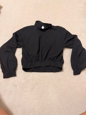 Zara Open Back Mock Neck Crop Top Black Long Sleeve NWT Size Small
